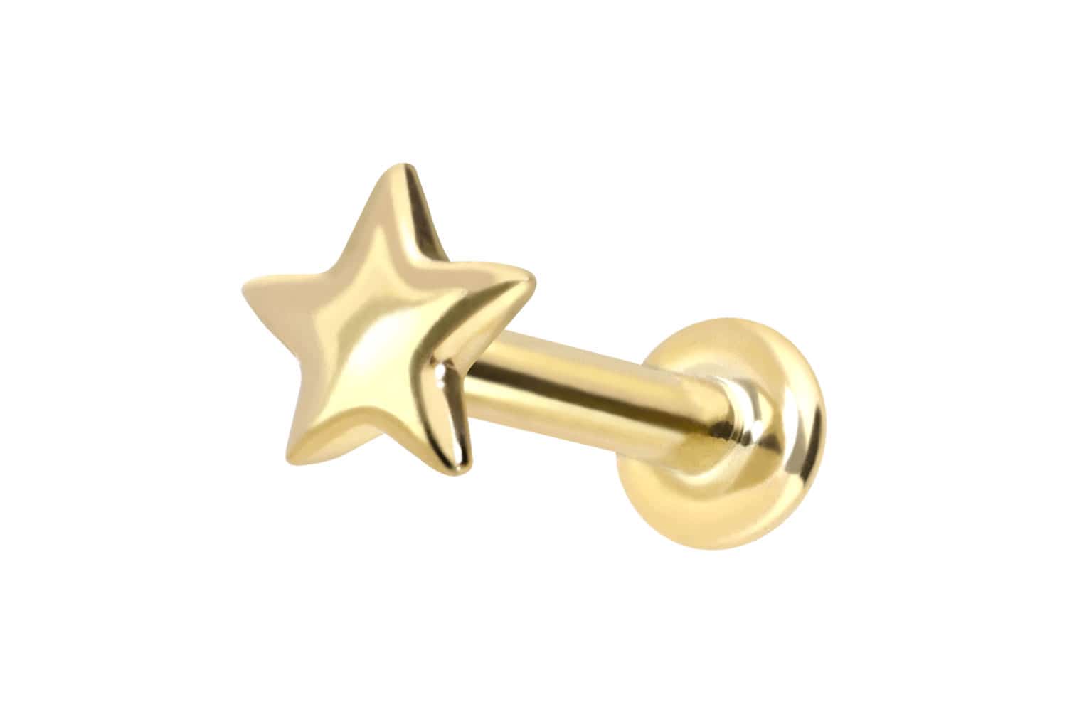 14 Karat Gold Labret Piercing mit Innengewinde STERN